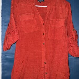 Notations Red Button-Down Shirt